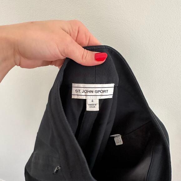 St. John Sport Flat Front Cropped Pants Black 4 - Picture 8 of 10